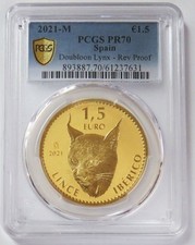 M Gold Spain 2021 1,5 Europ Doubleloon Lynx 1 oz graduación profesional prueba inversa 70