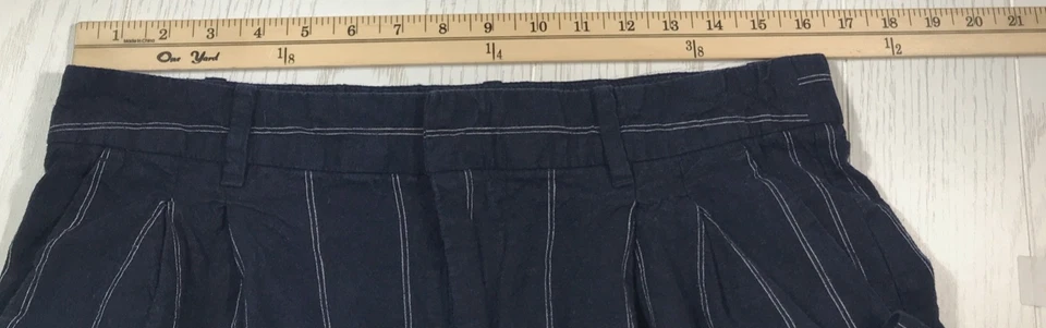 GAP 365 高腰亚麻混纺阔腿裤女式 12 蓝色细条纹 — 第 3/4 张图片