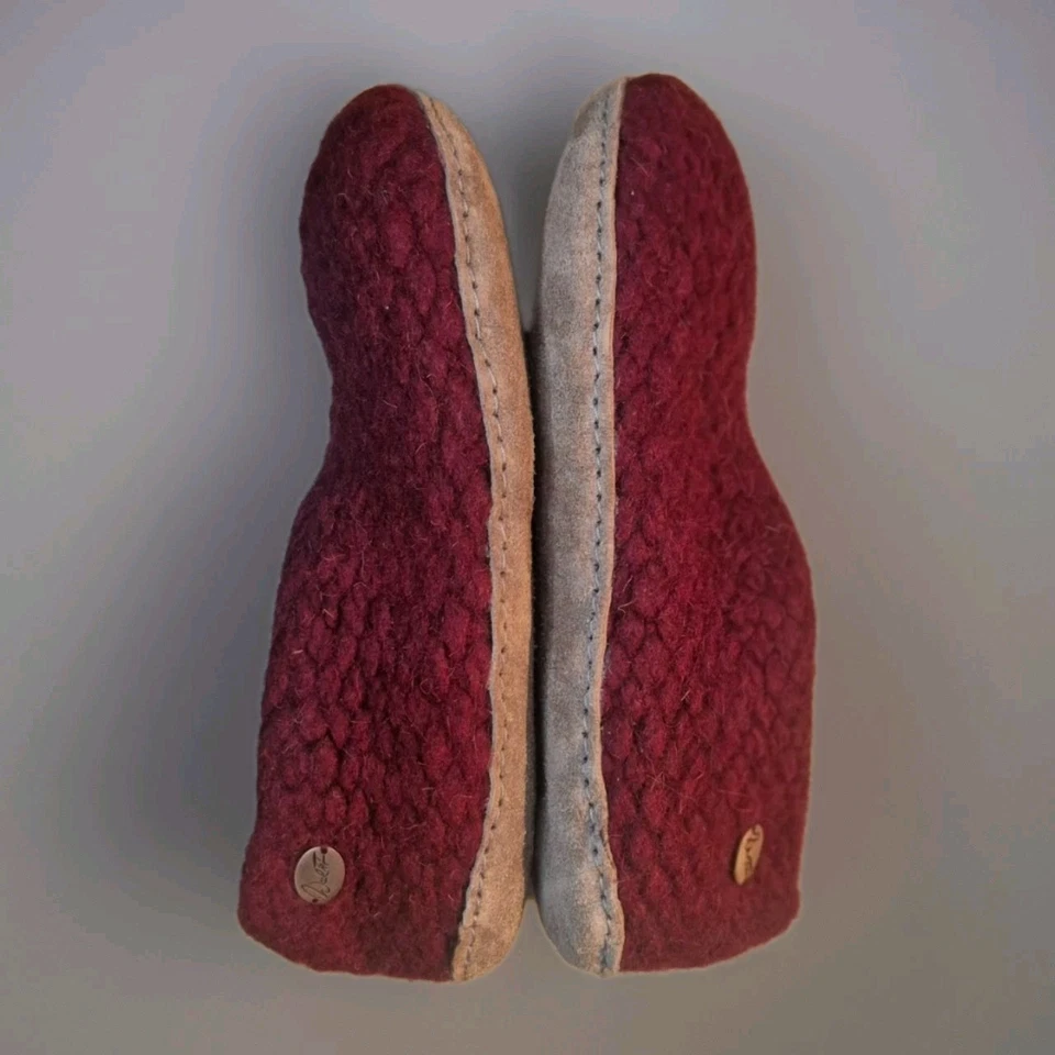 ZAPATILLAS WOOLFIT WOOLIES/ROJO BURDEOS/SUELA DE CUERO/TALLA UE 40/US CON TALLA 9/USADAS Foto 2 de 4