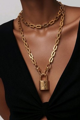 Authentic Louis Vuitton Padlock Lock Necklace & Unbranded LONG Necklace Bracelet
