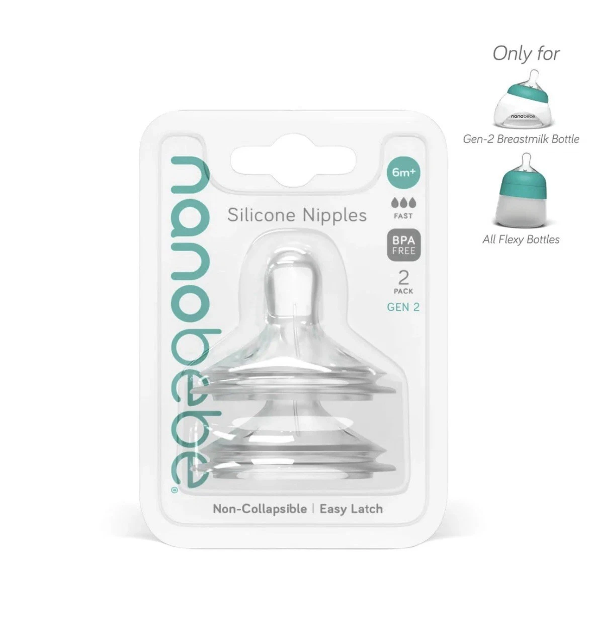Nanobebe Extra Soft Silicone Nipples Teats, Fast Flow, 6+ months, Number 3. Gen2
Opens in a new wind