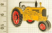 Black leather strap pocket watch fob, silver-plated Minneapolis Moline shield