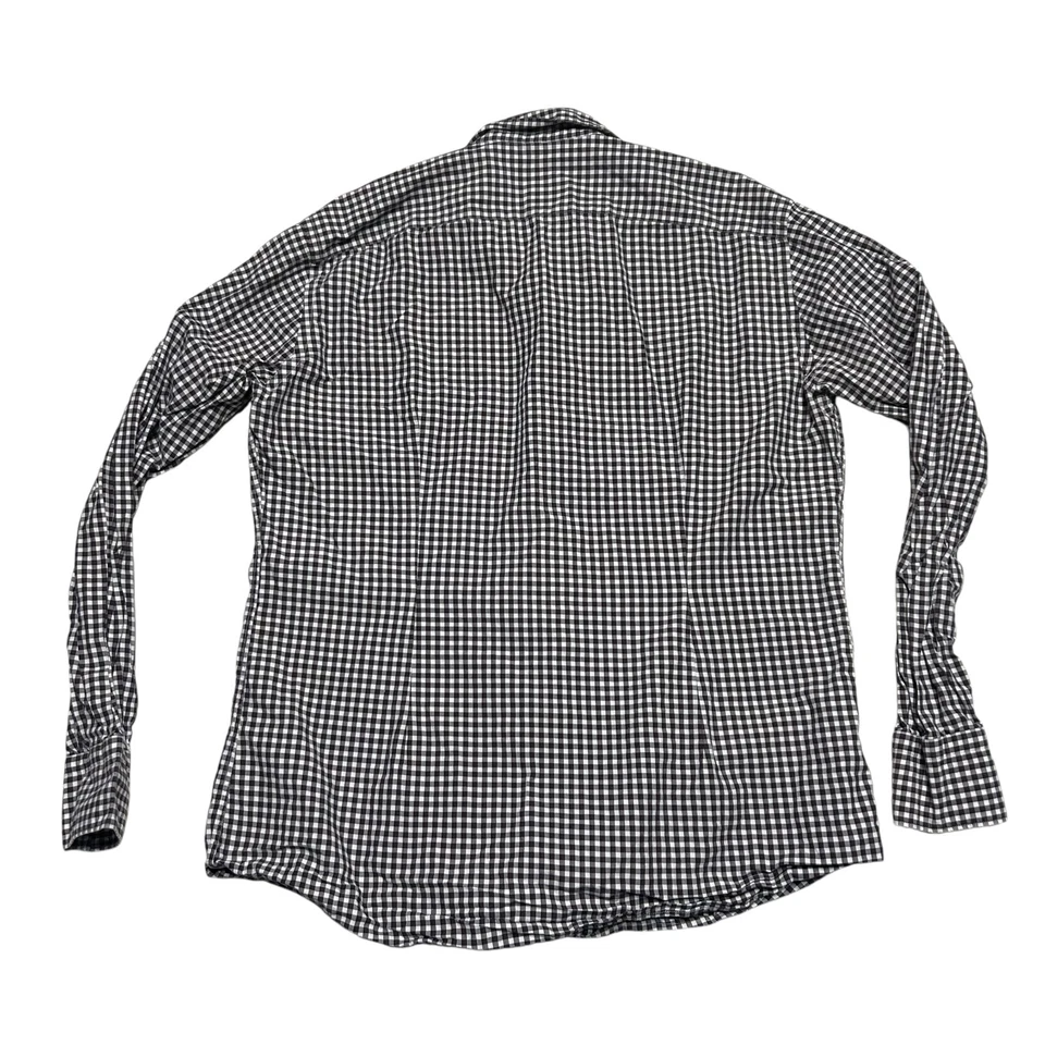 Camisa masculina Eleventy primeira classe tamanho 17 xadrez Gingham branca borgonha botão para cima - Imagem 3 de 4
