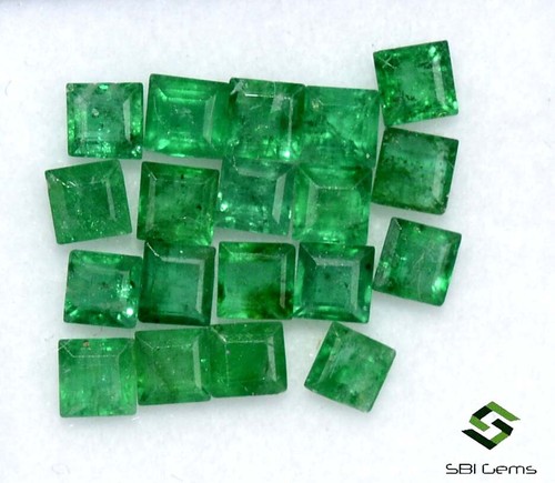 2.31 Cts Natural Emerald Square Cut 2.75 mm Lot 19 Pcs Untreated Loose Gemstones - Picture 4 of 4