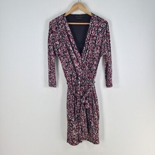 David lawrence womens dress size M fit flare black red geometric 3/4 slv 090395