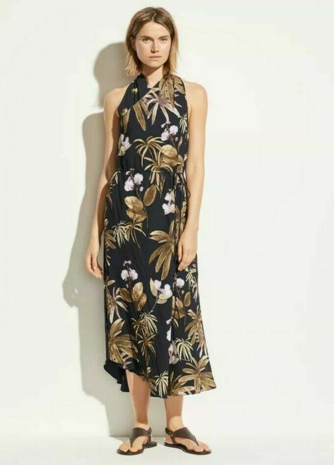 vince asymmetrical dress Wrap Tropical Garden Satin Size M Black Size:pxs (0P/2P) A ruffled sleeve falls v-neck wedding dress black mini birthday dress