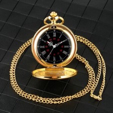 Classic Smooth Quartz Pocket Watch Analog Men Women Necklace Chain Wedding Gifts