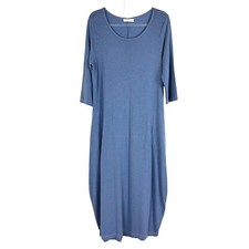 Bryn Walker Phillips Maxi Dress Rayon Stretch L/S Pockets Laggenlook Blue Gray L