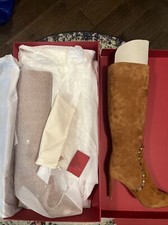 Valentino Rockstud stiletto cognac suede boots women 40 new in box!