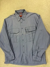 Simms 100% Cotton Breathable Long Sleeve Button Down Shirt (Men's XL) Blue