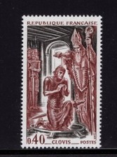 Francia 1966 Bautismo del Rey Clodoveo frente al Ejército por el Obispo Remi MNH SC 1166