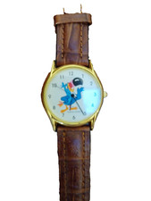 Toucan Sam Wristwatch Brand New Gold Tone, Leather Strap Vintage 1991 Kellogg's