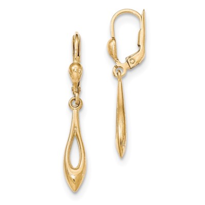 Real 14kt Yellow Gold Gold Polished Dangle Leverback Earrings