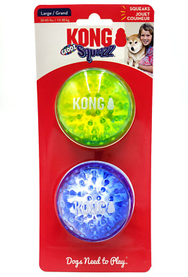 Kong Squeezz Geodz Balls Large 2pk Squeaky Floating Dog Fetch Toy 3'' Colors Vary