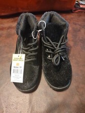Bobbie Brooks Must Haves Velvety Faux Fur Black Short Boots Girls Sz 11 NEW