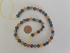 TWO STRANDS 2  8 MM ASSORTED COLORS FACETED AGATE BEADS 15" BELOW WHOLESALE 