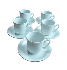 The Toscany Collection Espresso Cups/saucers With Gold Design Banding Set Of 5