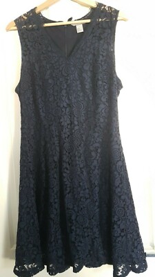 H&M V neck, Cutwork Lace, Navy Blue Dress , Size M | eBay H&M V neck, Cutwork Lace, Navy Blue Dress , Size M | eBay