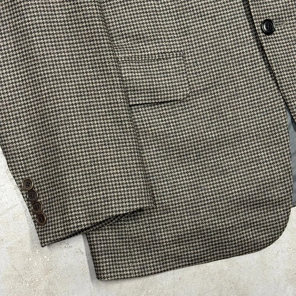 Samuelsohn Wool Cashmere Blazer Houndstooth Sport Coat Brown 41R - Image 3 of 4