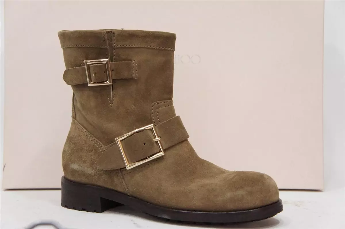 Taupe top biker boots