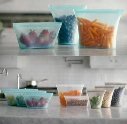 8 Pack Silicone Ziplock Bags Food Storage Bags Silicone Bags Reusable Storage 