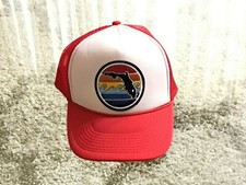 Florida Waves Red and White Trucker Snapback Embroidered Cap Vintage Otto Brand 