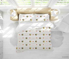 Image of 3D Bee Love Pattern Child Quilt Covers Duvet Covers Set Bedding