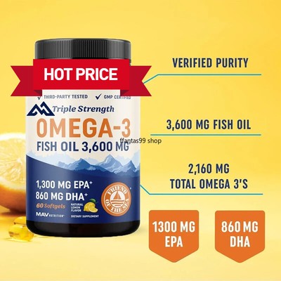 Omega 3 fatty acids | 1300 milligrams EPA+860 milligrams DHA