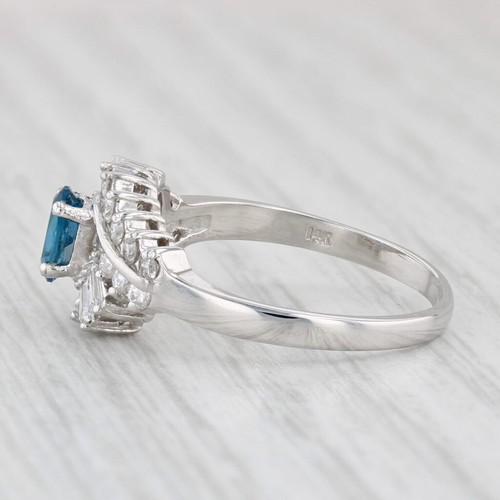0.95ctw Londres Diamante Azul Topacio Anillo 14k Oro Blanco Talla 7.5 Compromiso - Imagen 3 de 10