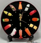 Sushi Wall Clock 1/1 Fake Food PVC Sample Black Tray Style Made in Japan