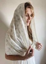 Infinity Mantilla Church Veils Catholic Cotton Printed Floral Pink Blue Ivory