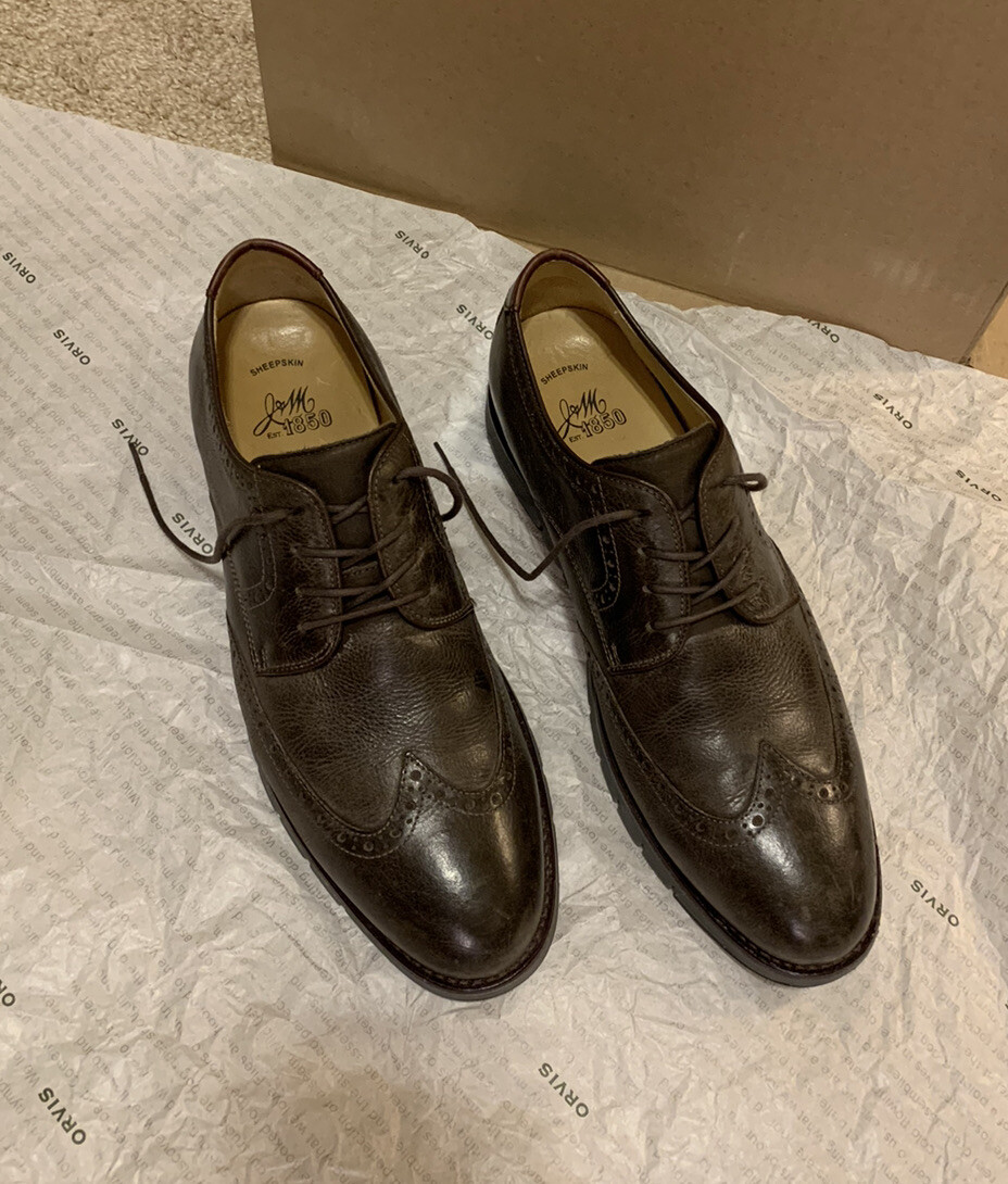 SAOLA Scarpe eleganti da uomo Johnston Murphy Martell a coda di rondine in pelle marrone 11M 27 2236 19C
