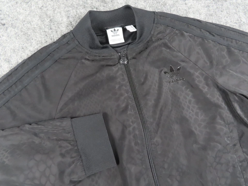 Chaqueta Adidas Mujer Pequeña Negra Firebird Piel de Serpiente Recortada Pista Correr Retro Foto 2 de 4