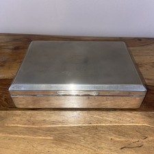 Vintage Aristocrat Silver Plated Cigarette Box with Wooden Interior 