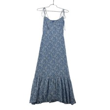 Reformation Maxi Dress Women 2 Blue Good Floral Smocked Tie Strap Tiered