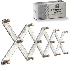 Mercurial Trade 14 Hooks - Regular Size, Distressed White Rustic Style