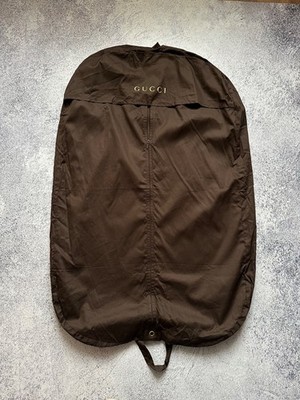 GUCCI long cotton garment bag 112cm brown gold clothes travel suit dress jacket