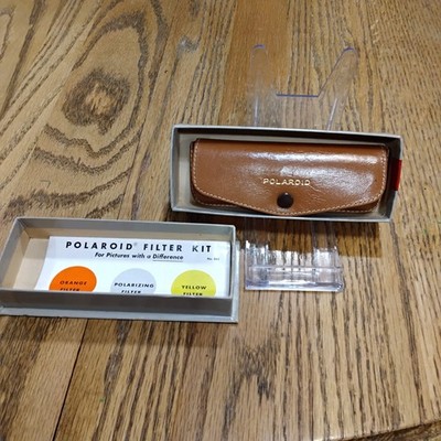 vintage POLAROID FILTER KIT Orange Polarizing Yellow Filters kit w/ case