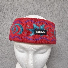Vintage Smiley 100 Wool Knitted Headband Ear Warmer Made In USA O/S Star Swirls