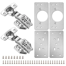 4Pack Cabinet Hinge Repair Plate with 2Pack Full Overlay Soft Closing Cabinet...