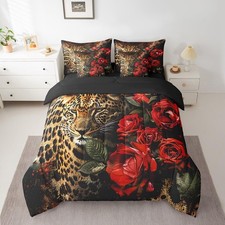 Leopard Comforter Set with Sheets King Size 7 Piece for Girls Boys Kids Rose ...