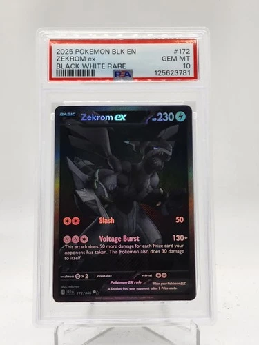 ZEKROM EX 2025 POKEMON BLACK BOLT #172 BLACK WHITE RARE PSA 10 Q0895