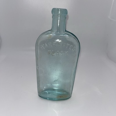 Antique   Warranted Flask   Bottle, 7 Fluid Ounces; Aqua Color