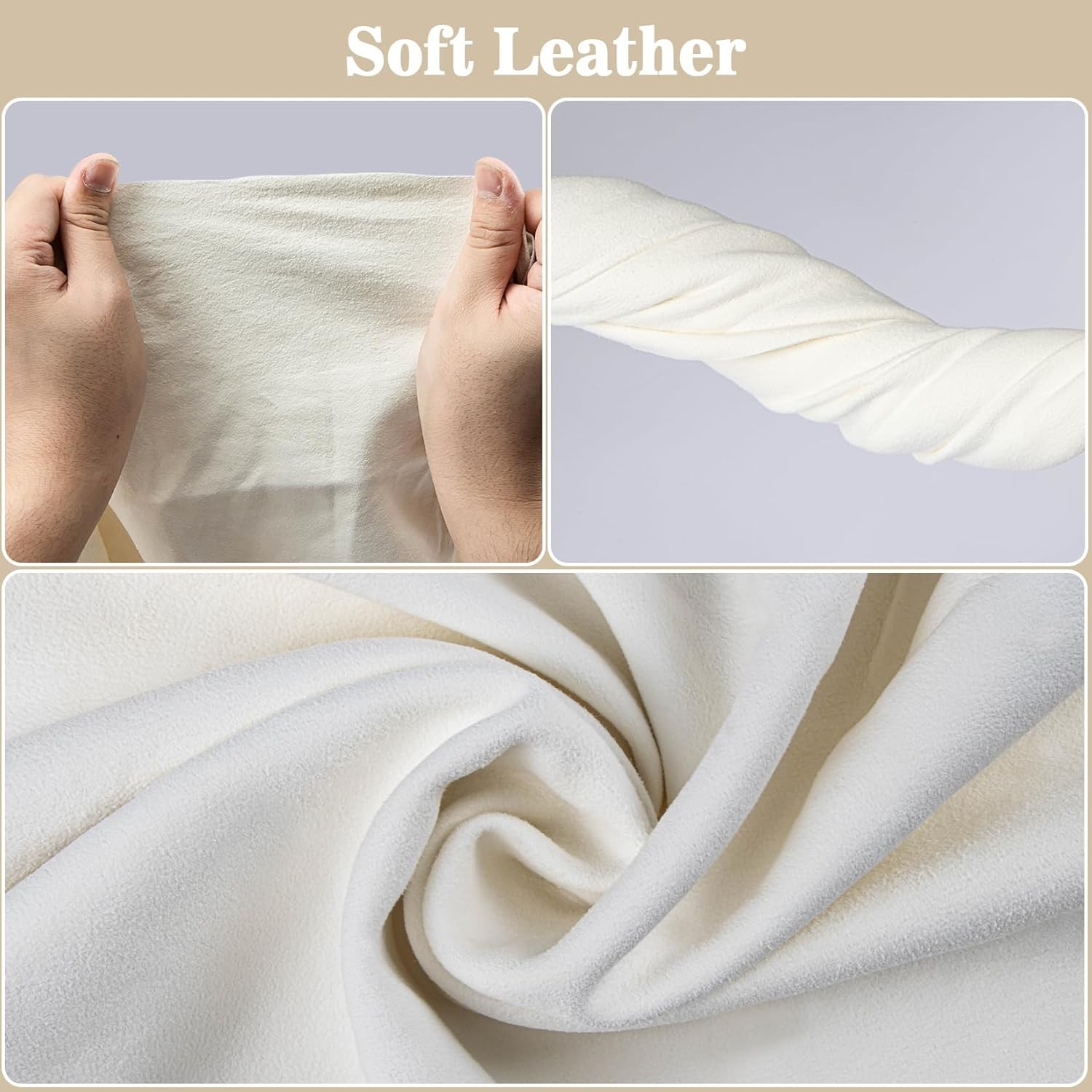 MAQIHAN Chamois Cloth for Car - Sheepskin Cleaning 23.6"x35.4", Beige 