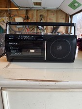 Sony CFM-130 Black Portable AM/FM Radio Cassette Player Boombox Headphone Jack