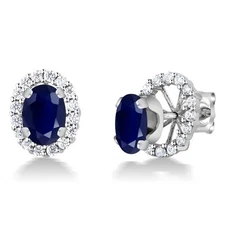 2.04 Cttw  Sapphire Removable Jacket Stud Earrings For Women | 925 Sterling