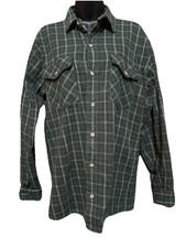 The Vermont Flannel Co Shirt Mens MED Green Yellow Plaid Long Sleeve USA Made