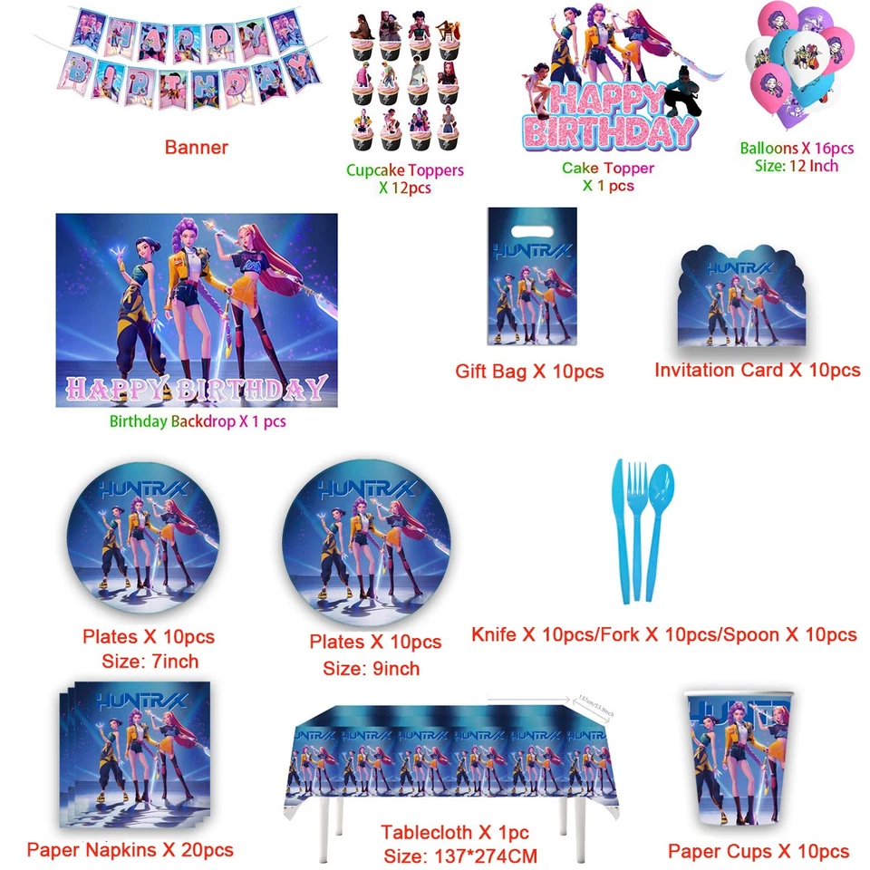 KPop Demon Hunters Birthday Tableware Cups Party Supplies Balloons Cake Toppers - image 2 of 4