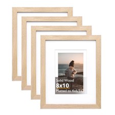 8x10 Picture Frame Natural, Solid Wood Frames with Acrylic Plexiglass for Pic...