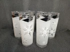 Set of 6=Vtg MCM Anchor Hocking Frosted Atomic Snowflake Black/White Tumblers